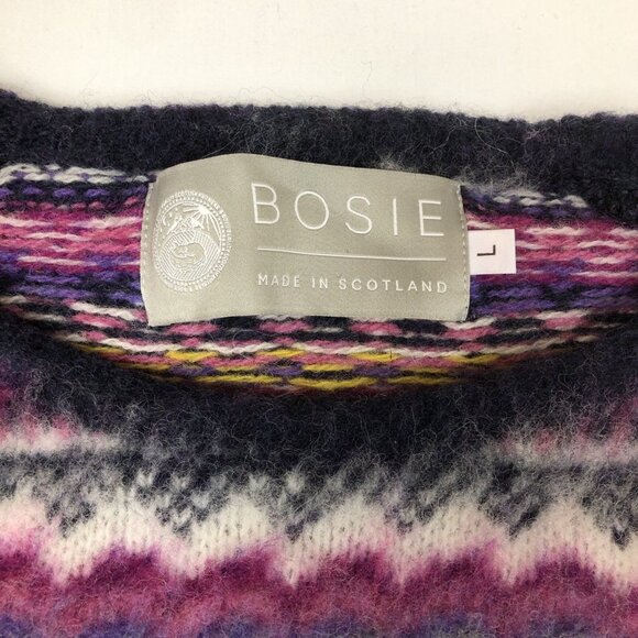 Bosie Fair Isle Wool Knit Pullover Crewneck Sweater Jumper Size Large Scotland - Picture 4 of 8